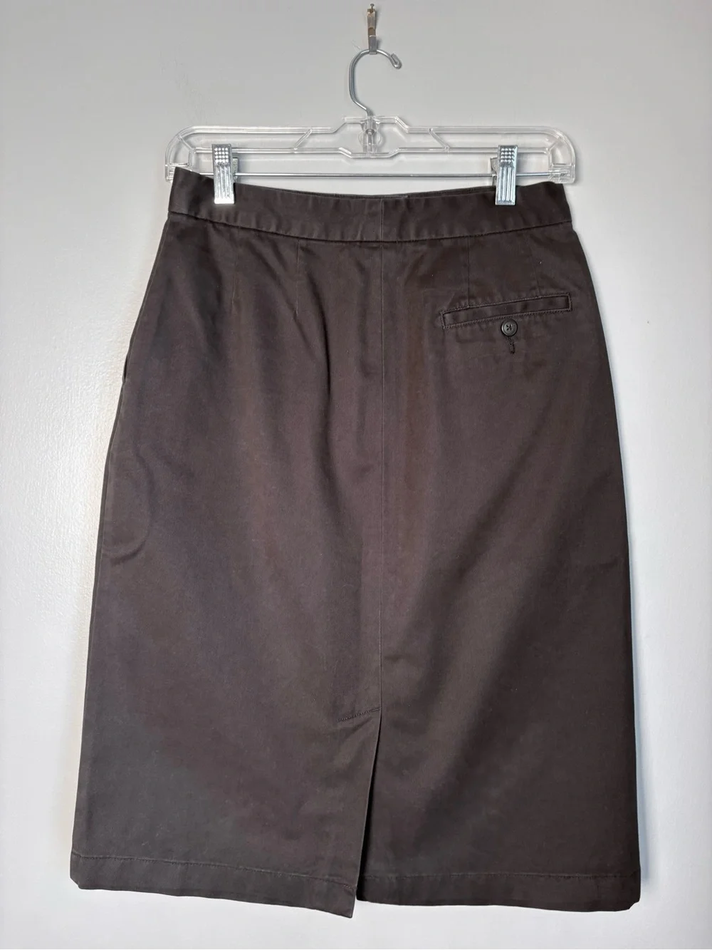 Vintage LL Bean Cotton Chino Pencil Skirt Size 6 Reg Back Vent Pocket